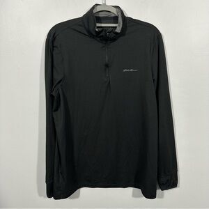 Eddie Bauer Black Activewear Top Quarter-zip Pullover Size Medium